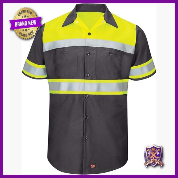 Hi-Vis Ripstop Work Shirt UPF 40 Reflective Regular Fit